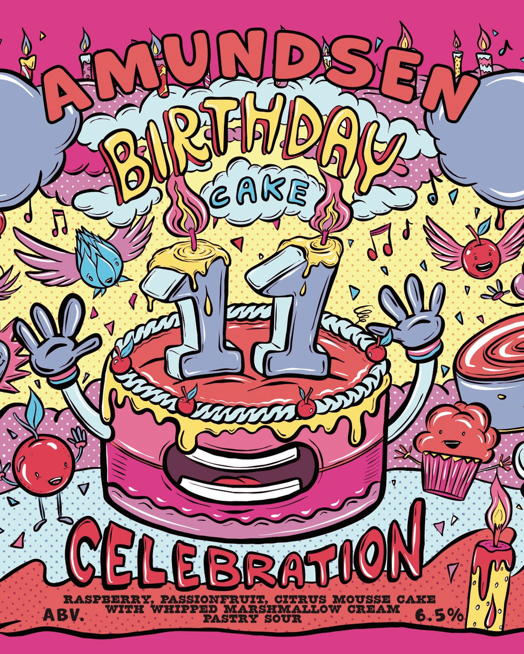 11th Birthday Cake Celebration - Raspberry, Passionfruit, Citrus Mousse Cake w/ Whipped Marshmallow Cream Pastry Sour 6.5%