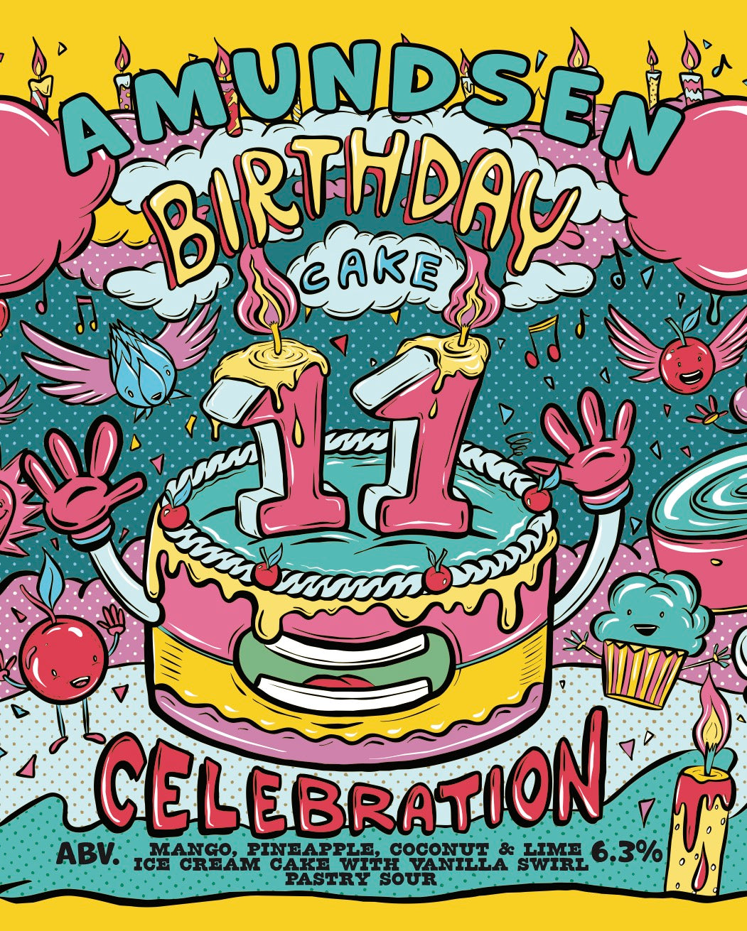 11th Birthday Cake Celebration - Mango, Pineapple, Coconut & Lime Ice Cream Cake w/ Vanilla Swirl Pastry Sour 6.3%